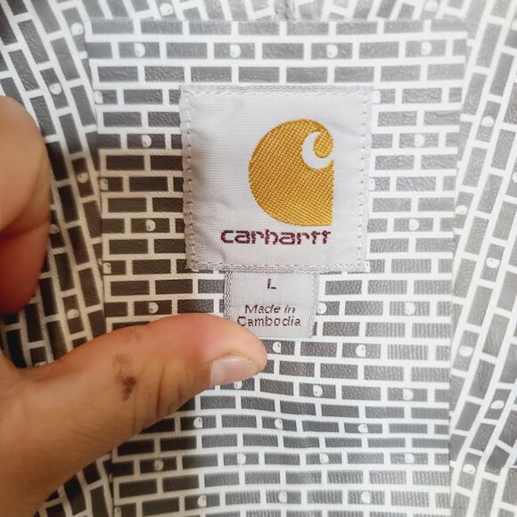 Carhartt Men's Black Hooded Long Sleeve Outdoor Rain Jacket Size Large - Picture 9 of 10